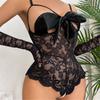 Sexy Lingerie For Woman Lace Transparent Bra Crotchless Bodysuit Female Erotic Costume Sexy Bow-knot Teddy Underwear Set