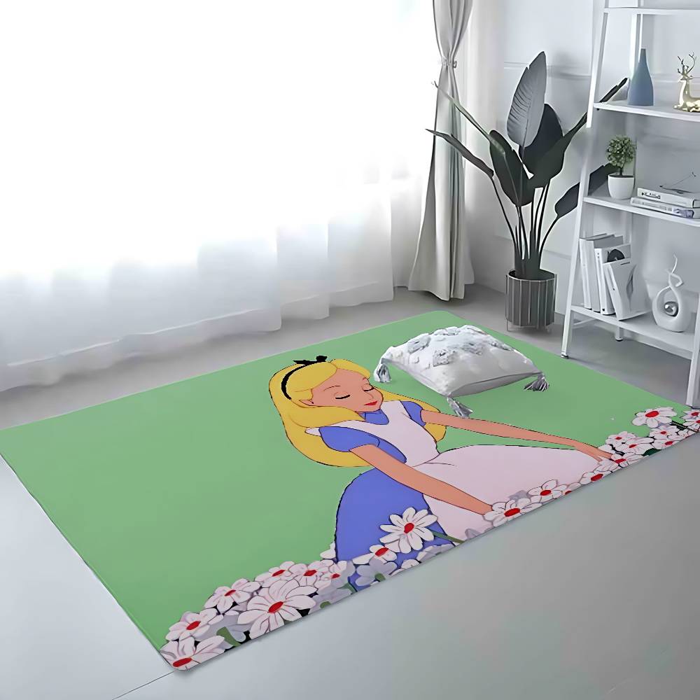 A-Alice In Wonderland Floor Mat Bathroom Absorbent Mat Simple Door Dirt-resistant Mat Home Kitchen Mat Foot Mat Entry Mat