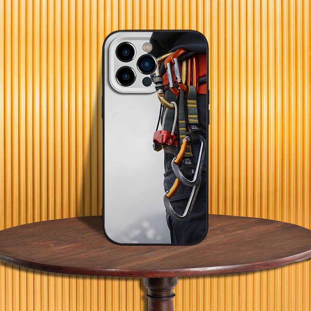 Rock Climbing Wall Phone Case For iPhone 17,16,15,14,13,12,11,Pro,Max,Plus,X,XS,SE4,E,Mini,Soft Black Case