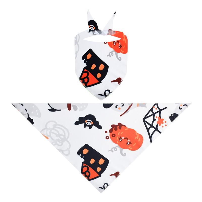 Halloween Pet Bandana Triangle Bib For Cats And Dogs Adjustable Collar Scarf Printed Neck Accessories Puppy Kitten Costume Decor