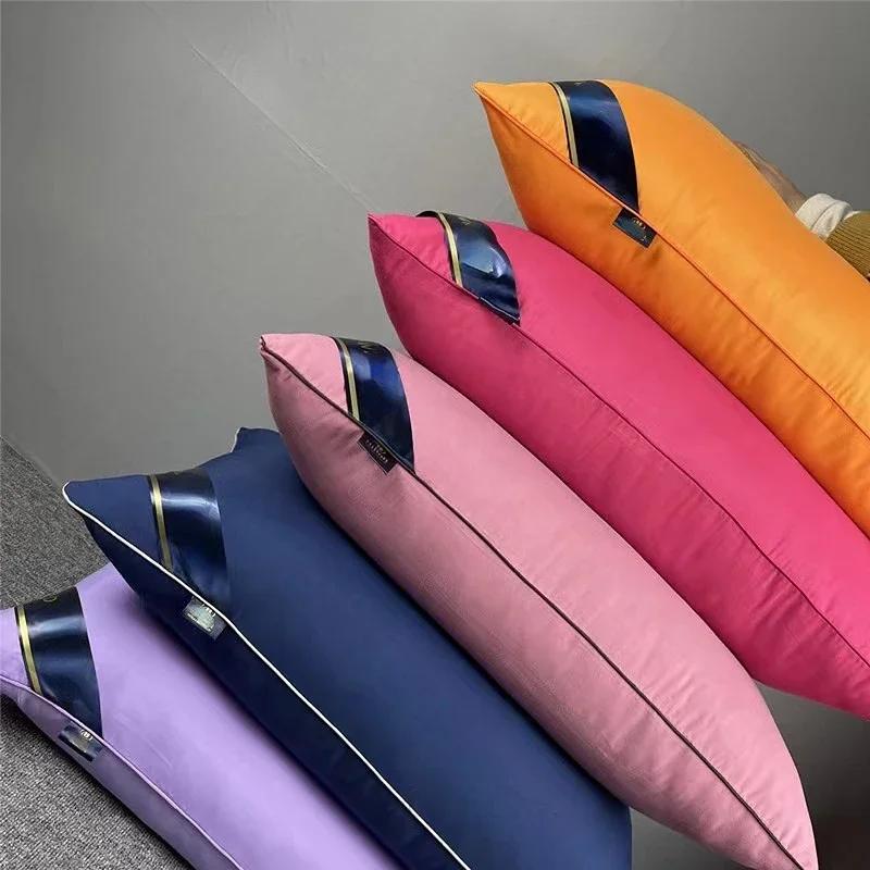 Kissen aus 100 % Baumwolle, für Schlafzimmer, Bett, Schlaf, Nackenkissen, mittlerer bis hoher Kissenkern, mattiert, verdickt, maschinenwaschbar, Bettbezug, weiß