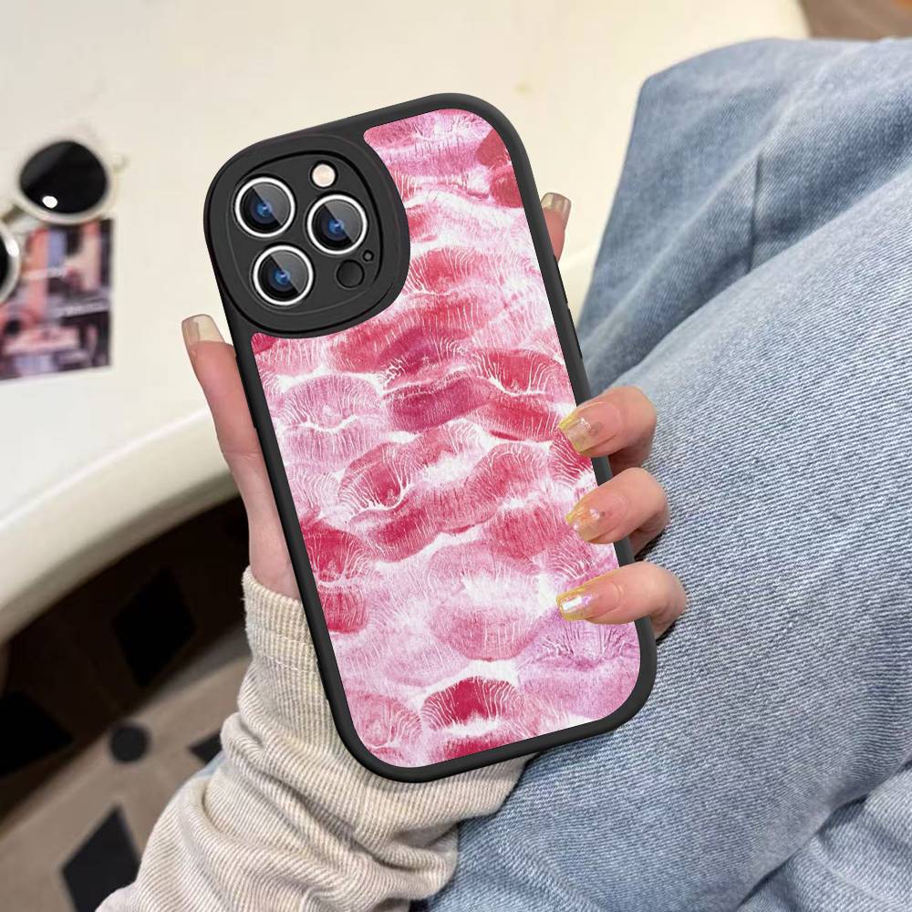 Sexy Girl Red Lips Kiss Phone Cover For IPhone 16 15 14 13 12 11 Pro Max Plus Leather Soft Case