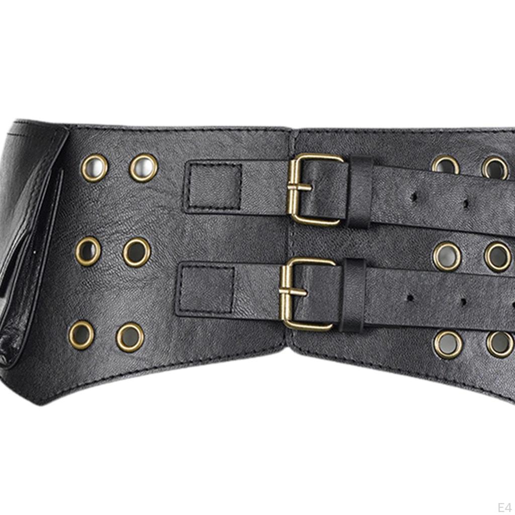 Women PU Leather Wide Belt Exaggerated Western Cowgirl Clothing Accessories