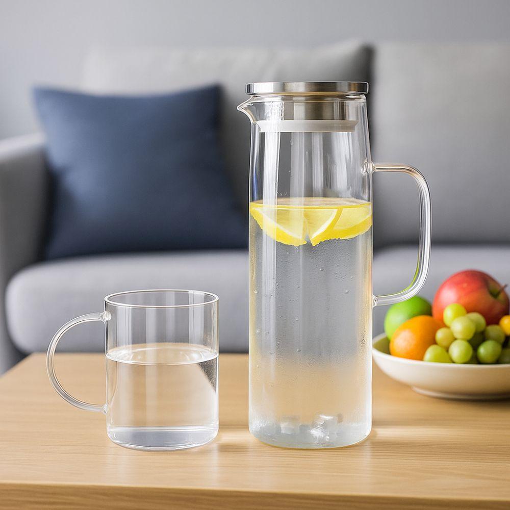 Transparent Heat Resistant Kettle 1.5L Tea Pitcher Minimalist Glass Water Pitcher  Household