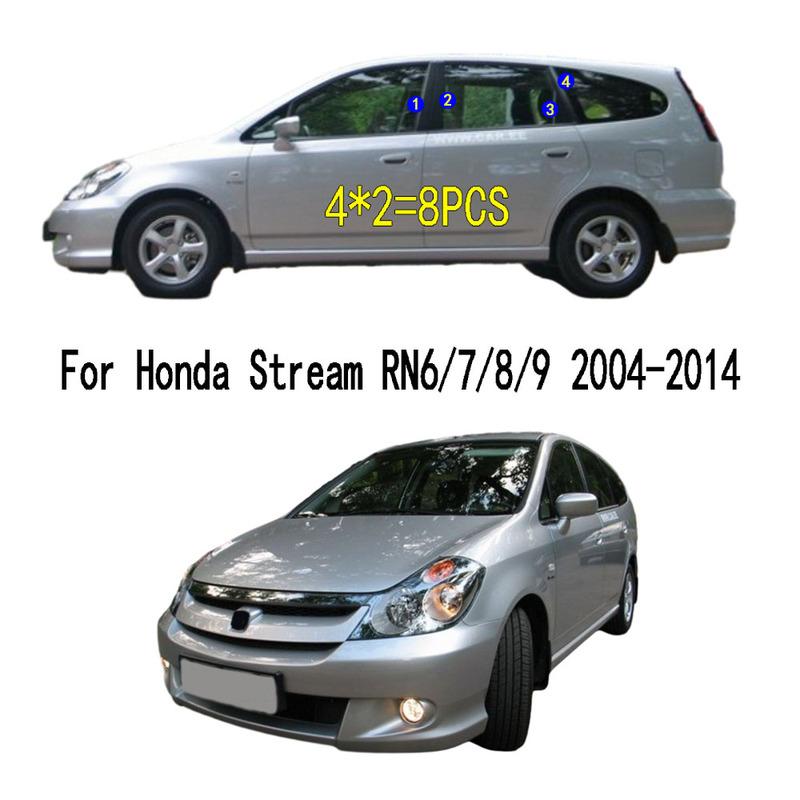 Car TPU/Glossy Mirror Pillar Post Cover For Honda Stream RN6/7/8/9 2004-2014 Door Trim Window Molding Sticker Plate Accessories