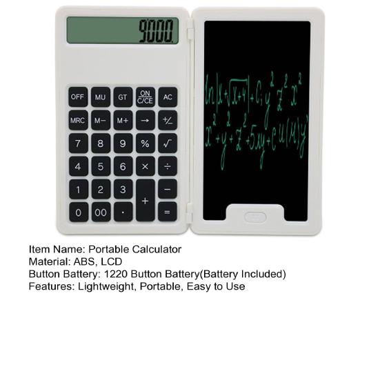 Portable Calculator with Notepad 12-Digit Display Large Display Rechargeable Battery Powered Smart Desk Calculator