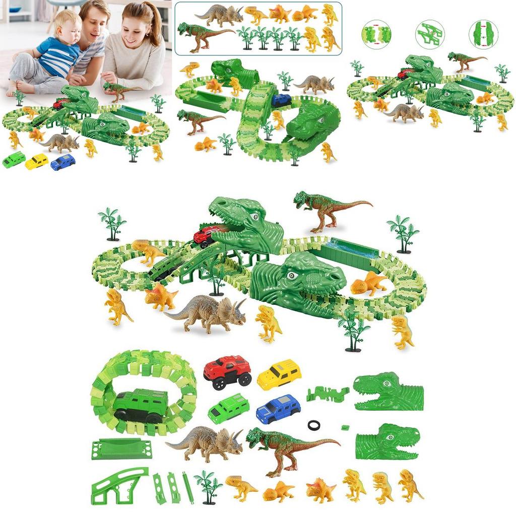 Exciting 165pcs Dinosaur Electric Rail Car Track Racing Toy Set For Endless Fun