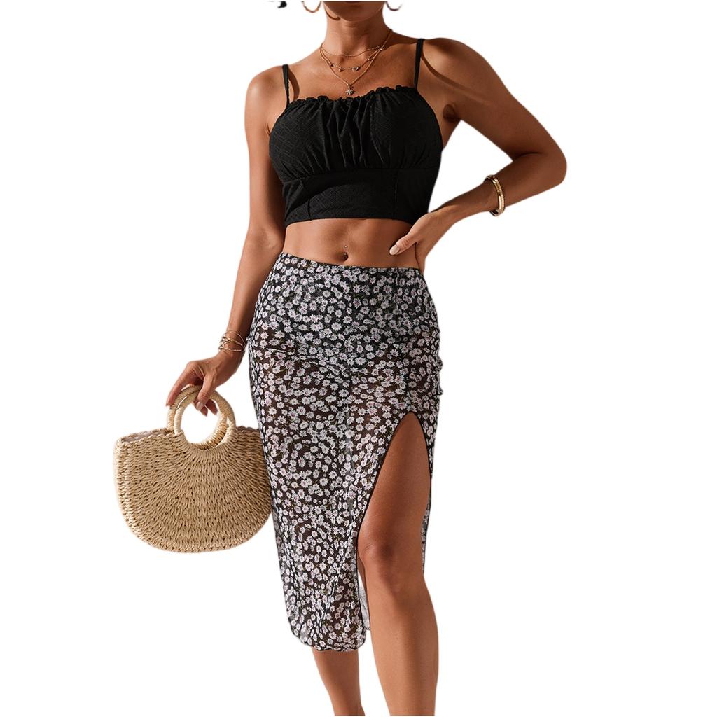 Women's Split Three-piece Sling Skirt Bikini Swimsuit