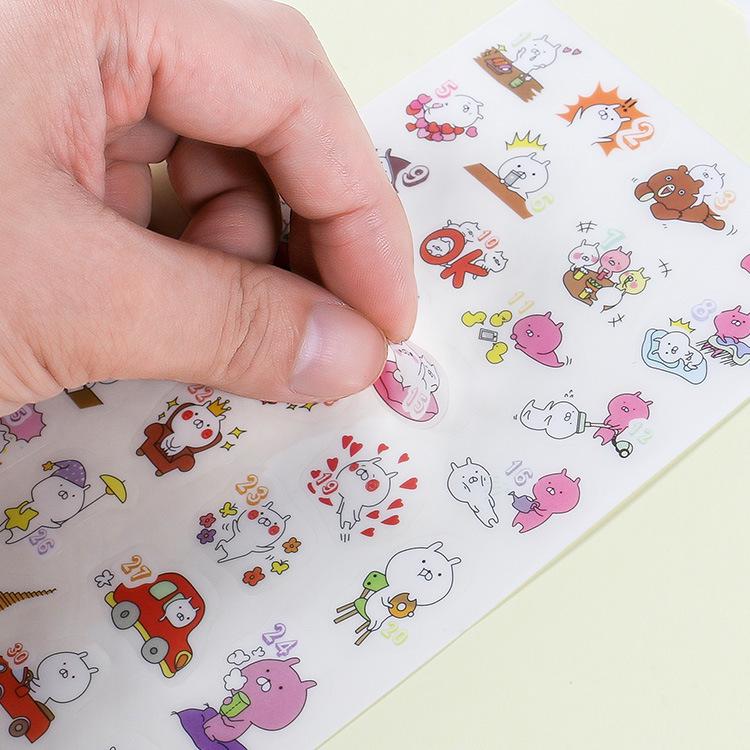 Korean Cartoon Animal Transparent PVC Stickers for Diaries and Baby Growth Journals