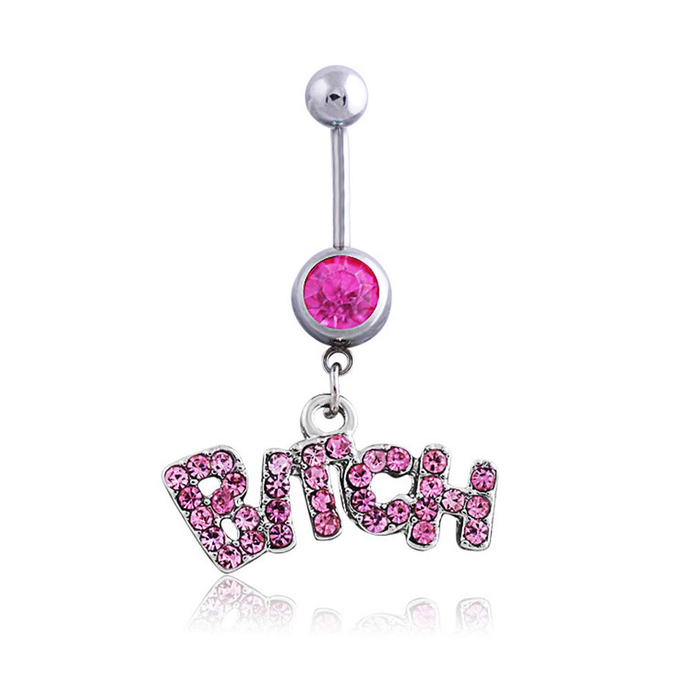 

1 шт. Модный кулон с буквой, из нержавеющей стали, пирсинг пупка для женщин розовый