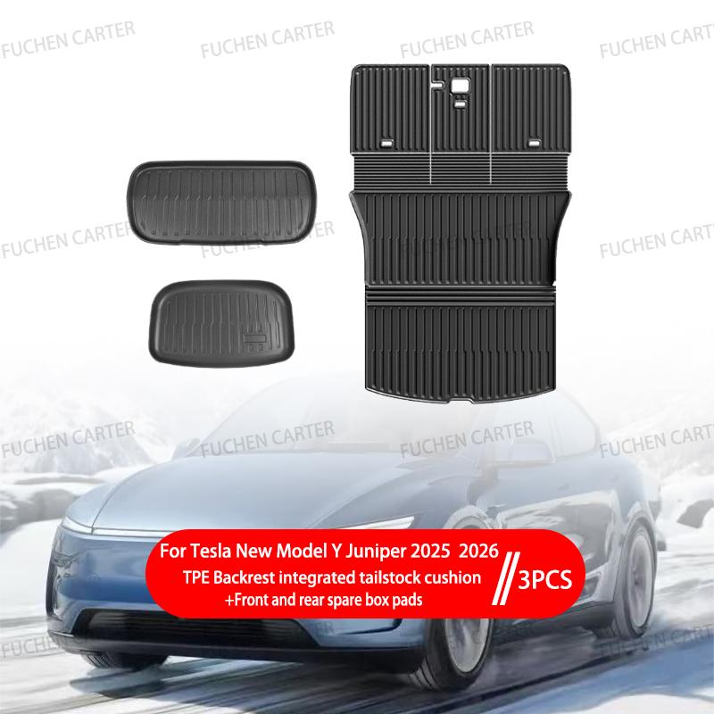 For Tesla New ModelY Juniper2025 2026 TPE metal pedal foot pad Waterproof Luggage Mat Wear-resistant Foot Pads ModelY Trunk Mats