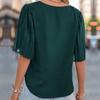 2025 New Solid Color Pleated Short-sleeve Women's Summer Shirt - European & American Style