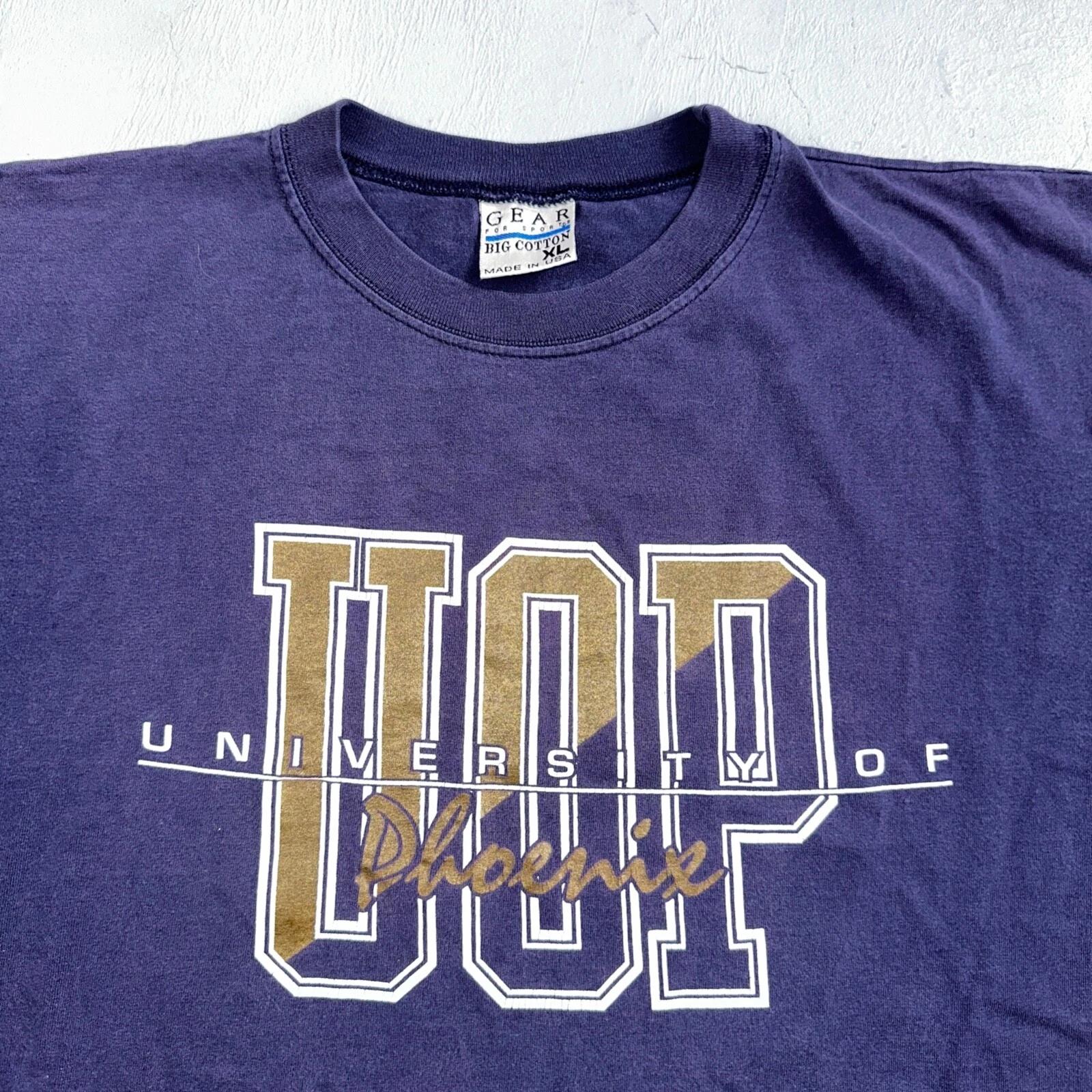 

Phoenix University USA UOP Y2K VTG T Shirt Navy Champion Style College Preppy 4XL