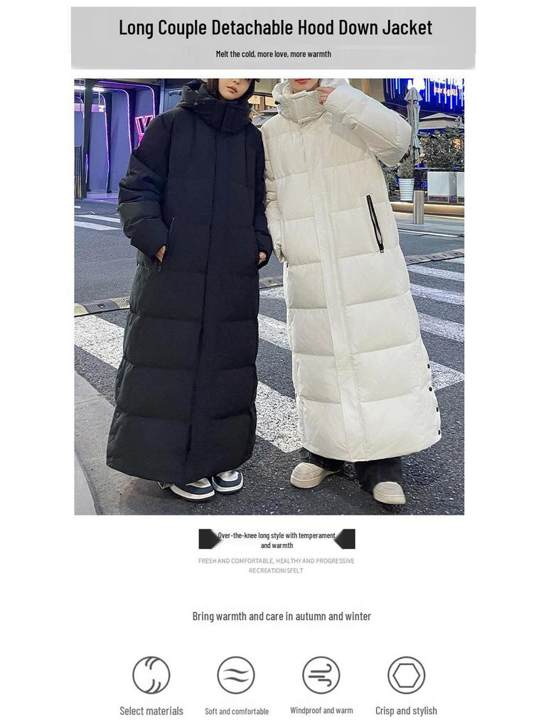 Korean Style Long Down Jacket - Unisex Casual Warm Outerwear