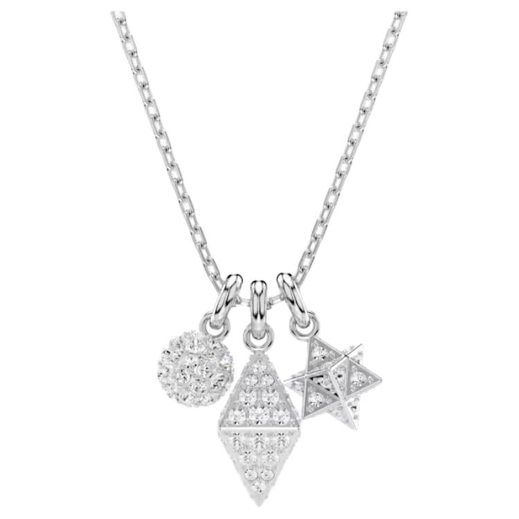 Swarovski Dextera Geometric Pattern Crystal Pendant Necklace Women necklace Silver 5700288 Box (Random Color)