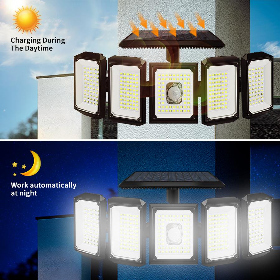 300 LEDs Outdoor Solar Lights Motion Sensor Waterproof Wide-angle Illumination Foco Solar LED Street Garden Wall Lamp Integrated
