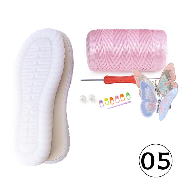 1 Set Hand-woven Hook Rubber Sole Bottom Anti-kick Hollow Line DIY Butterfly Summer Girls Sandals DIY Shoes Crocheted Material