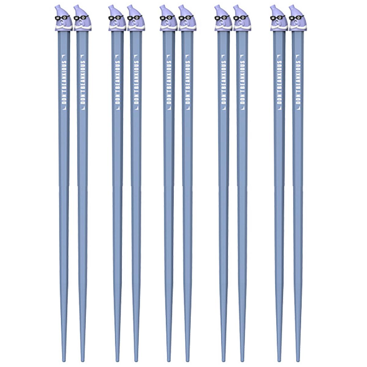 

Набор из 5 пар палочек из сплава, мультяшные милые креативные палочки для еды, набор столовой посуды 24,5 см, бытовые, для вечеринок, кухонные, для обеда фиолетовый