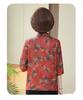 Spring & Summer Floral Print Top for Middle-aged & Elderly Women – Chinese Style Seven-Point Sleeve Shirt