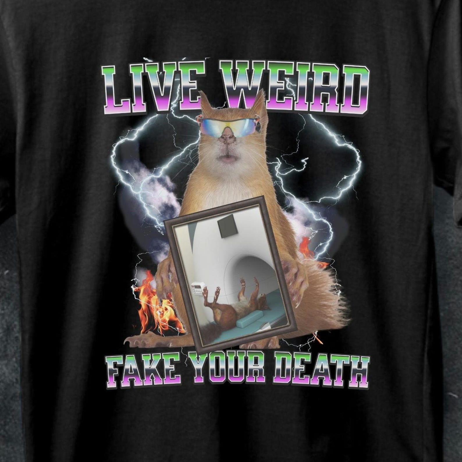 Funny Squirrel Meme T-Shirt: Ironic Graphic Tee L