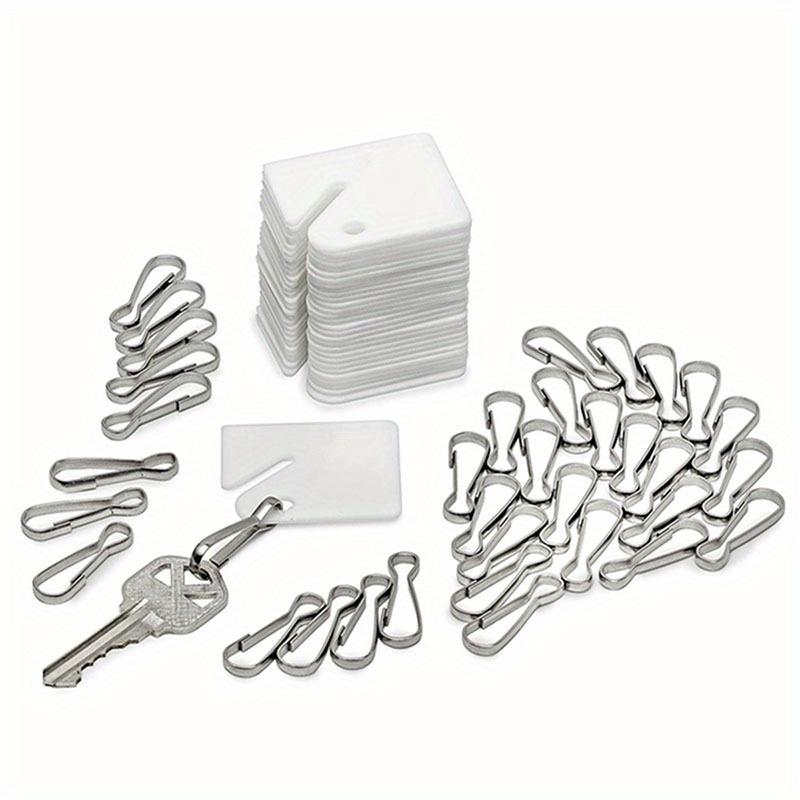 60Pcs Blank Key Tags 1.5 Inch Slotted Plastic Tags with Metal Snap Hooks White Square Hanging Tags for Key Cabinets Boxes Lockers Sturdy Frosted