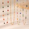 Dopamine Colorful Beaded Natural Stone Round Bead Collarbone Necklace For Women
