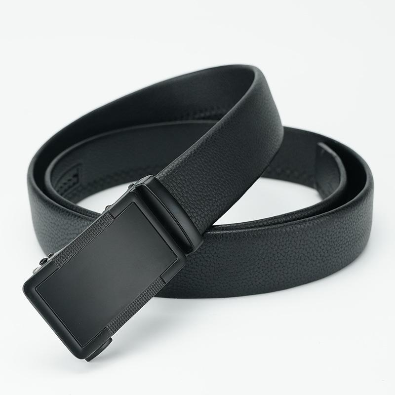 Men's New Belt Automatic Buckle Belt Trousers Belt Black Slim Belt