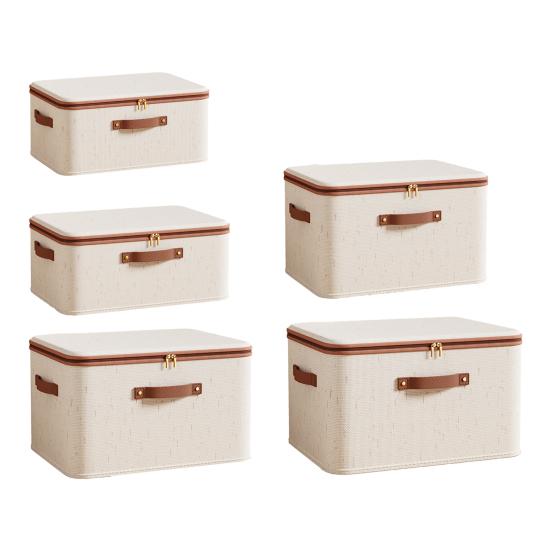 Yousheng Aufbewahrungsbox Doppelöffnung Reißverschluss Design Aufbewahrungsbehälter Großes Fassungsvermögen Stoffverstärkt Stapelbarer Organizer