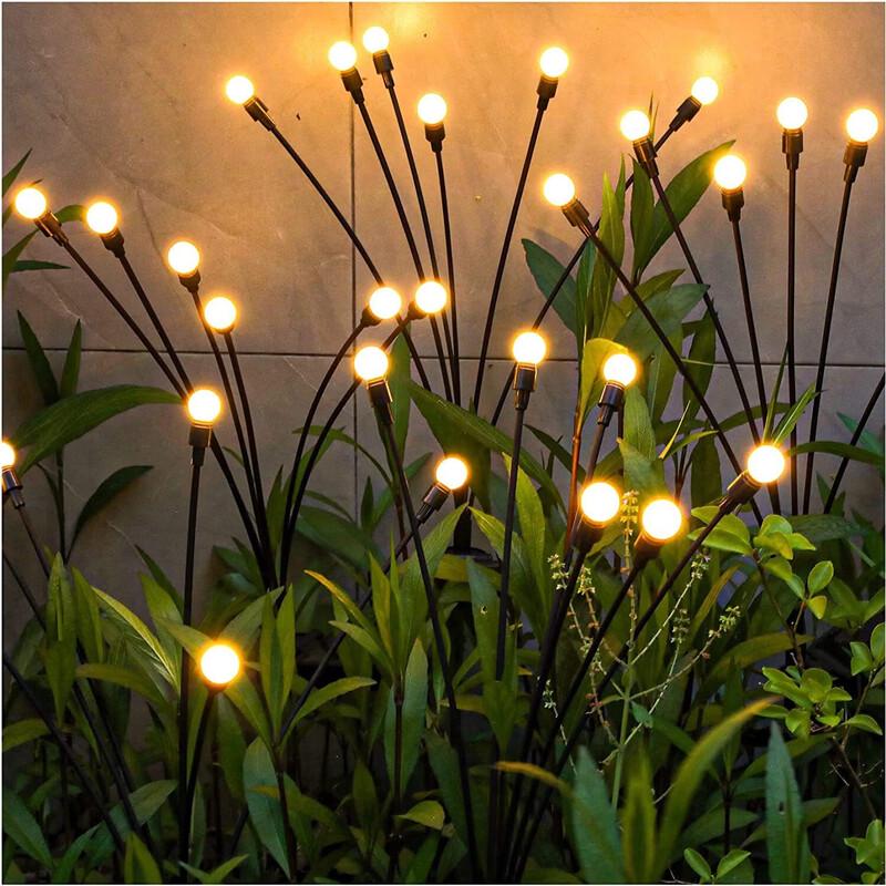 Solar Wind-Activated Firefly LED Garden Lawn Lights