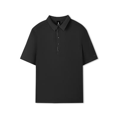 Moisture Wicking Breathable Quick Dry Sun Protection Simple Short Sleeve Polo Shirt Men Tops Deep-Night-Black L225M036-03B6