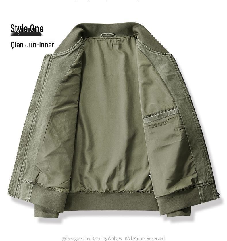 Men's Cotton Flight Jacket - Casual Air Force Baseball Collar Outerwear