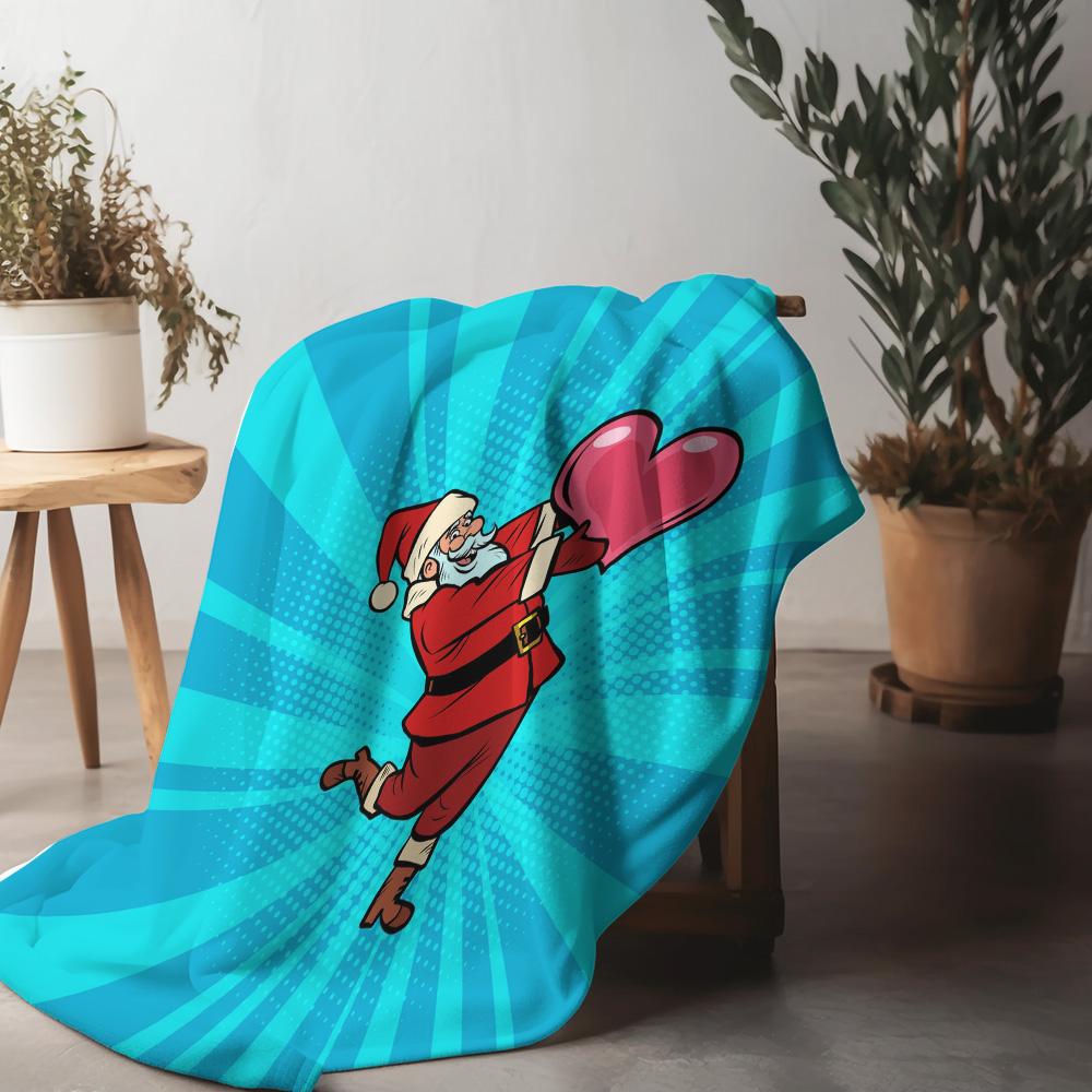 Santa Claus Throw Blanket Festive Holiday Gift Cozy Fleece Blanket Christmas Home Decor Unique Gift Idea Warm Decorative Throw 75x90cm