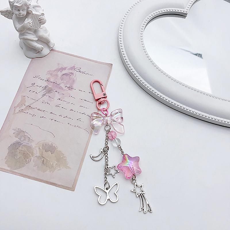 

Kawaii Sweet Star Bow Phone Charms Подвеска Милая Бабочка Бисерный Брелок Ручной Работы Для Женщин Девочек Модные Сумки Украшения Подарки A6