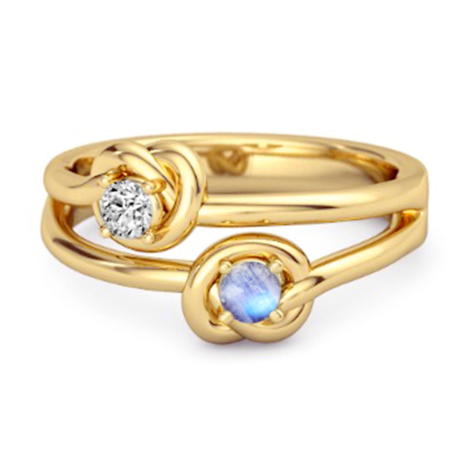 Moonstone Infinity Knot Bypass Ring - 925 Sterling Silver Gold Vermeil 7