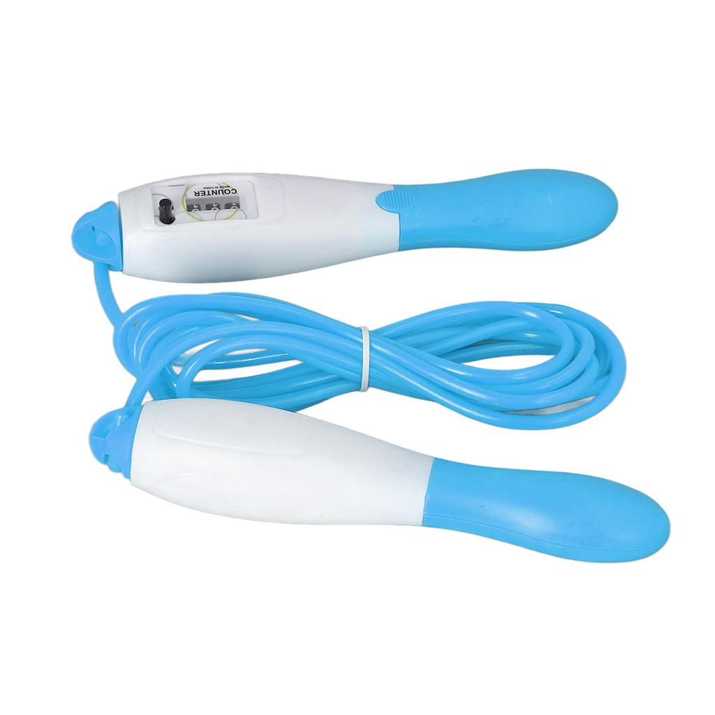 Skipping Rope PVC Cord Plastic Adjustable Fitness Counting Jump Rope for Adult Workout Student Sports Test Blue