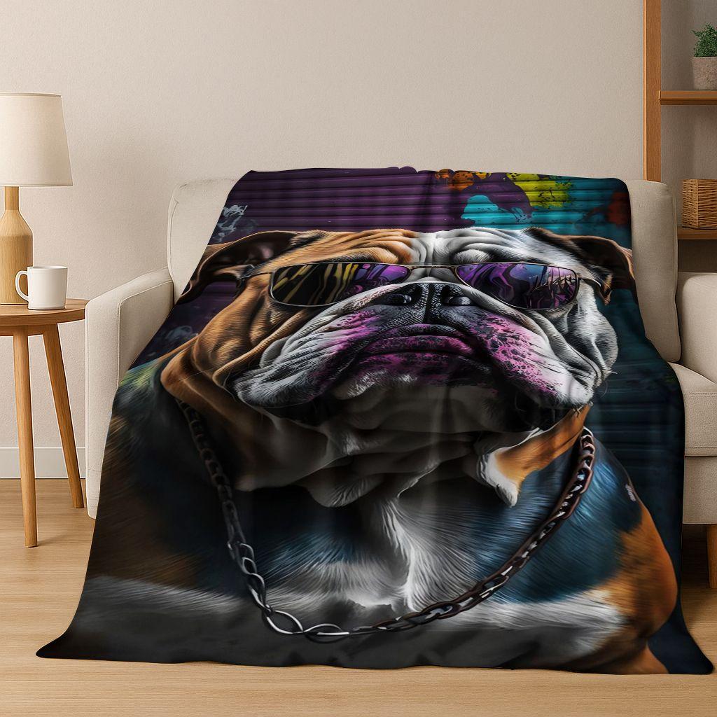2026 New French Bulldogs Pit Bull Dogs Flannel Blanket,Cozy Soft Throw Blanket for Home Bedroom Bed Sofa Picnic Cover Kids Gift