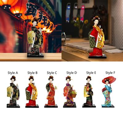 Poupée Kimono Geisha Japonaise 25cm Traditionnelle Autoportante Décoration de Table Asiatique pour Vitrine Table de Bureau Bibliothèque