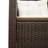 L Shaped Garden Sofa with Table and Cushions Brown Poly Rattan