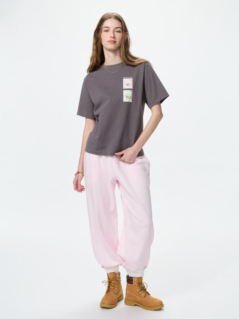 UNIQLO 488928 Monchhichi UT Relax Fit T-Shirt DARK BROWN Women Japan Limited Tee