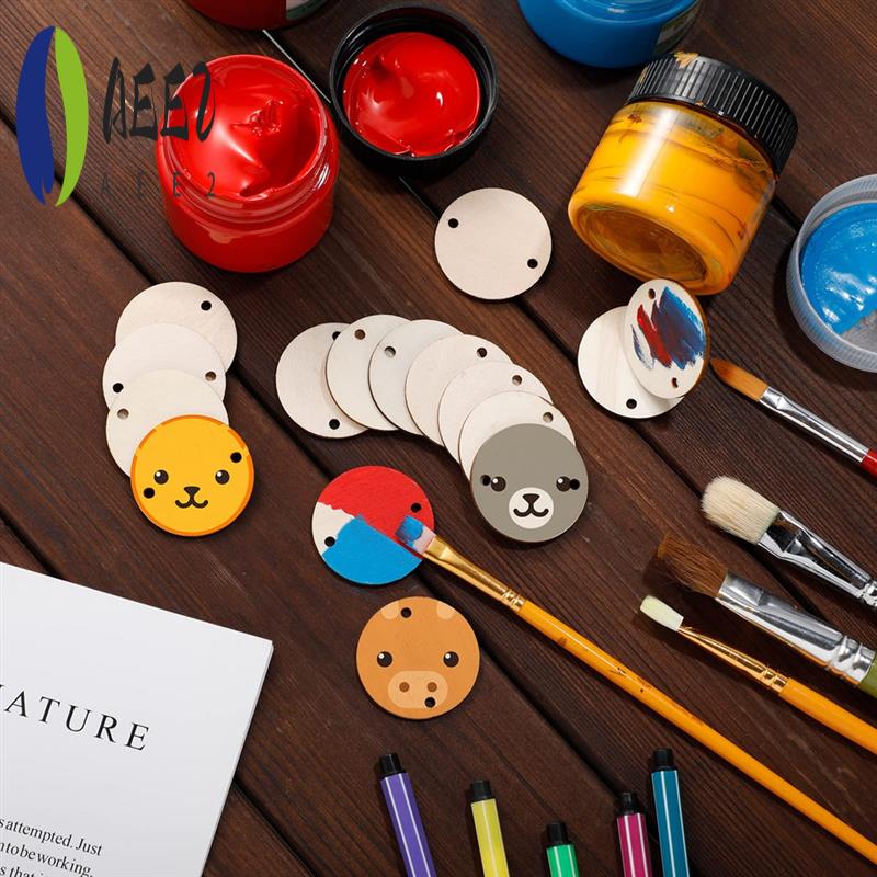 

AEE2-200PCS Circle Wooden Tags Birthday Board Tags With 2 Holes For Birthday Board Chore Board DIY Crafts, 1.5 Inches