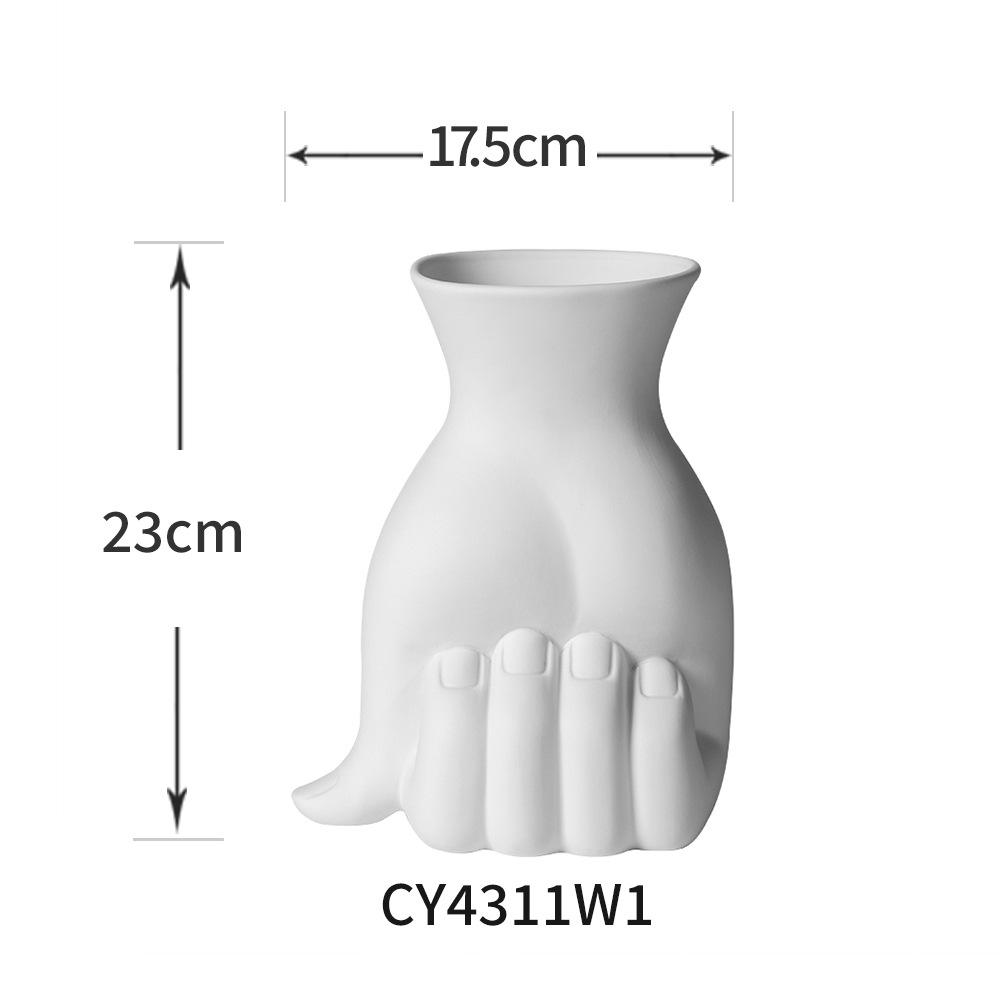 

Creative Human Fist Ceramic Craft Ornament Dry Flower Vase Container Abstract Human Fist Sculpture Indoor Aesthetic Decoration