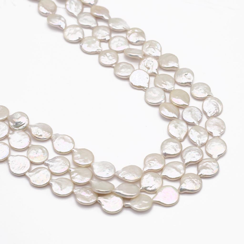 1String, White Natural Freshwater Pearls 11-13mm, Handmade Teardrop-shaped Pearl Beads for Jewelry Making DIY Crafts, Needlework 36cm