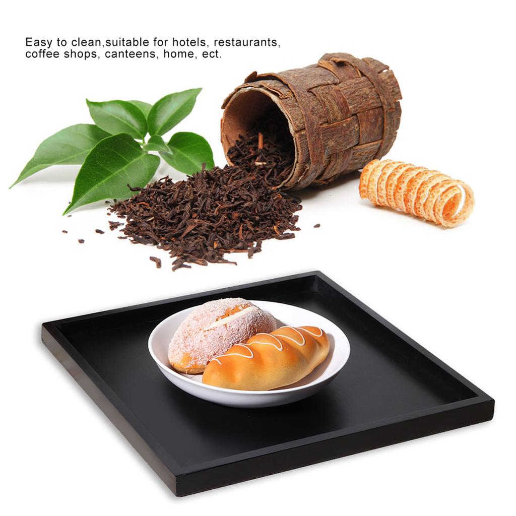 Square Wood Tea Coffee Snack Food Serving Tray for Home Kitchen Restaurant