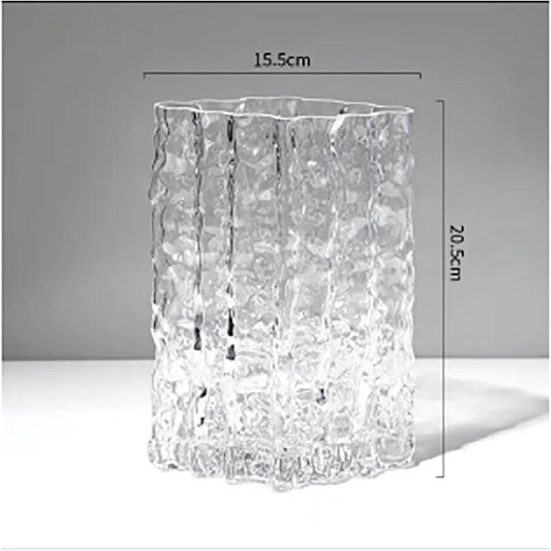 Glacial Wrinkle Hydroponics Glass Vase Flower Pots Desk Decoration Flower Arrangement Simplicity Floral Vases Modern Home Decor