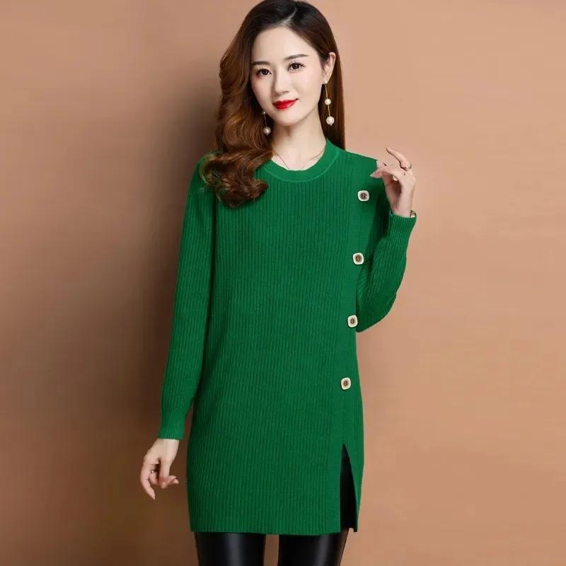 Women Casual Sweater Solid Large Size Pullover Spring Autumn Female Loose Long Sleeve Knit Sweater Long Jumper Feminima 4XL