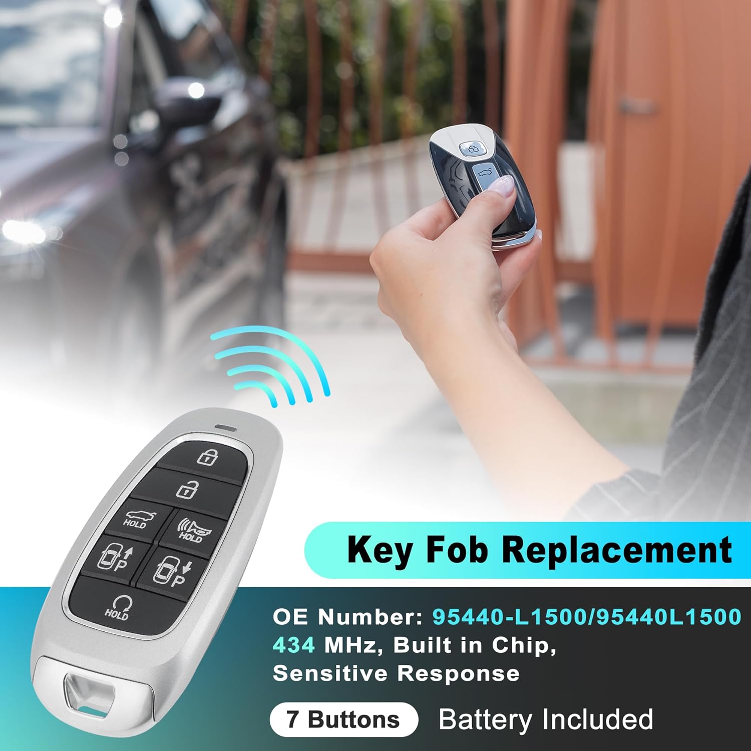 

TQ8-F08-4F28 Replacement Keyless Entry Remote Smart Key Fob for Hyundai Sonata 2019-2022 Key Fob Remote Control ID47 Chip 95440-L1500 7 Buttons 434