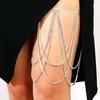 Fashion Beach Rhinestone Leg Chain Multi Layered Adjustable Body Jewelry Chain for Summer Festival Party Accessory