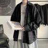 Mens Long Sleeved Collared Checkered Shirt