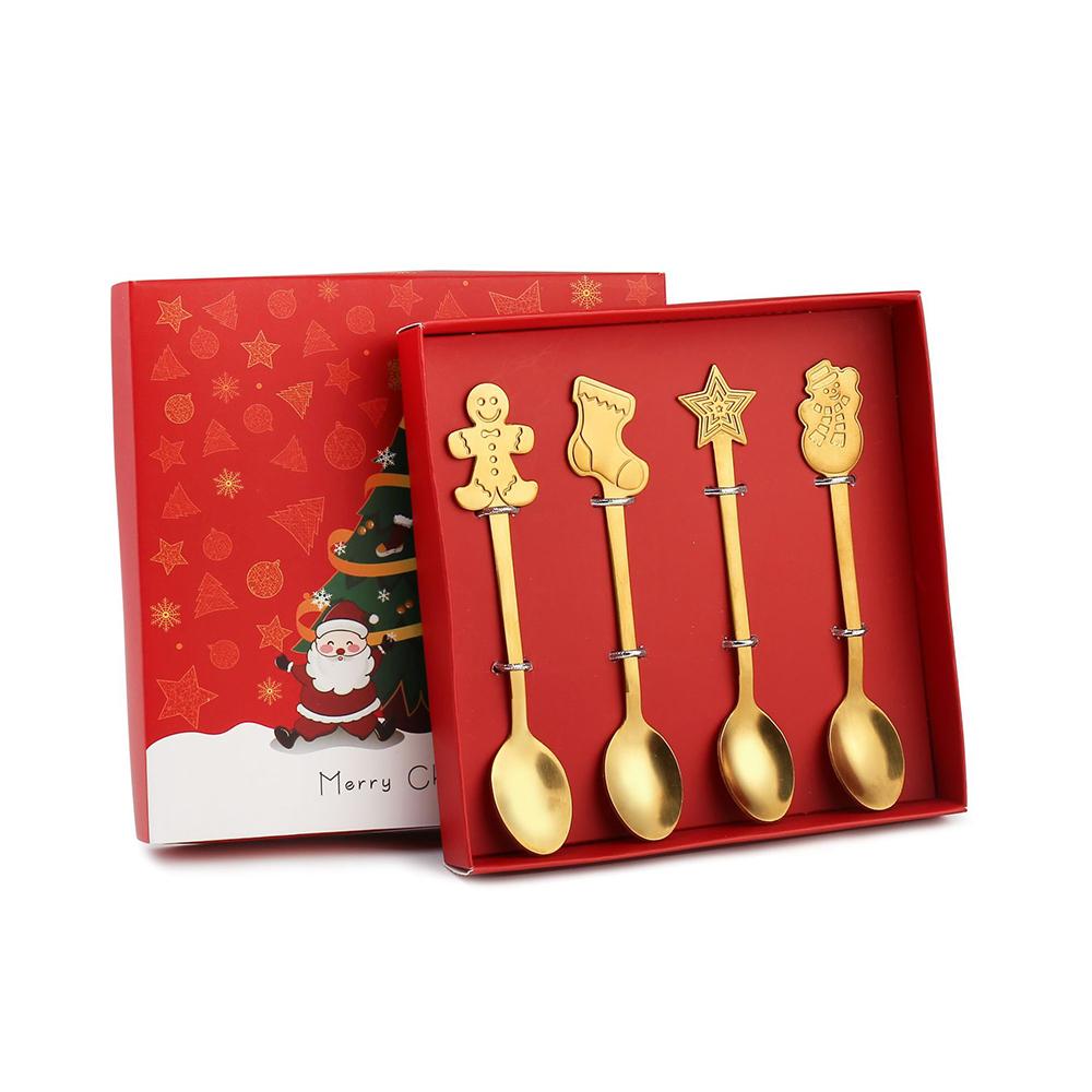 

4/6 шт. Год рождественских ложек и вилок, рождественские украшения для дома, рождественские подарки, рождественская посуда Navidad, декор для детских подарков 4pcs-15
