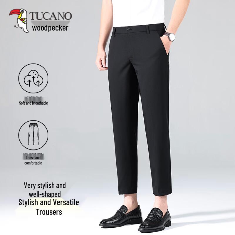 

TUCANO Men s Anti-Wrinkle Business Casual Straight-Leg Ankle Pants 35